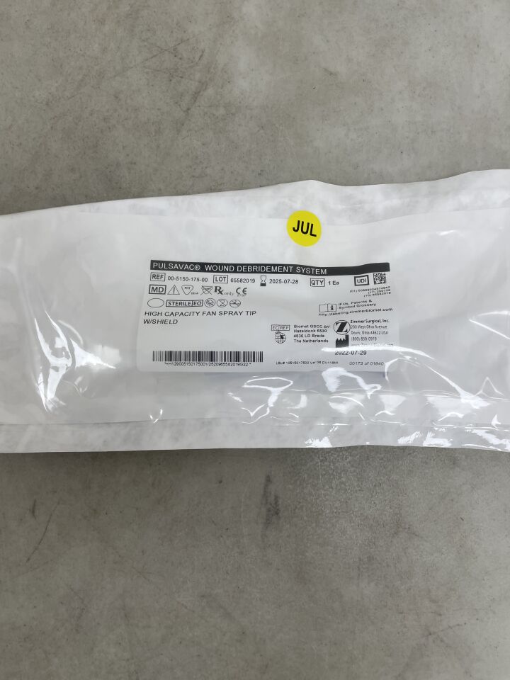 00-5150-175-00 - ZIMMER - PULSAVAC Wound Debridement System, High Capacity Fan Spray Tip with Shield, 12.7 cm Length, (EA) - ( Expiry Date: 2025-07-28 )