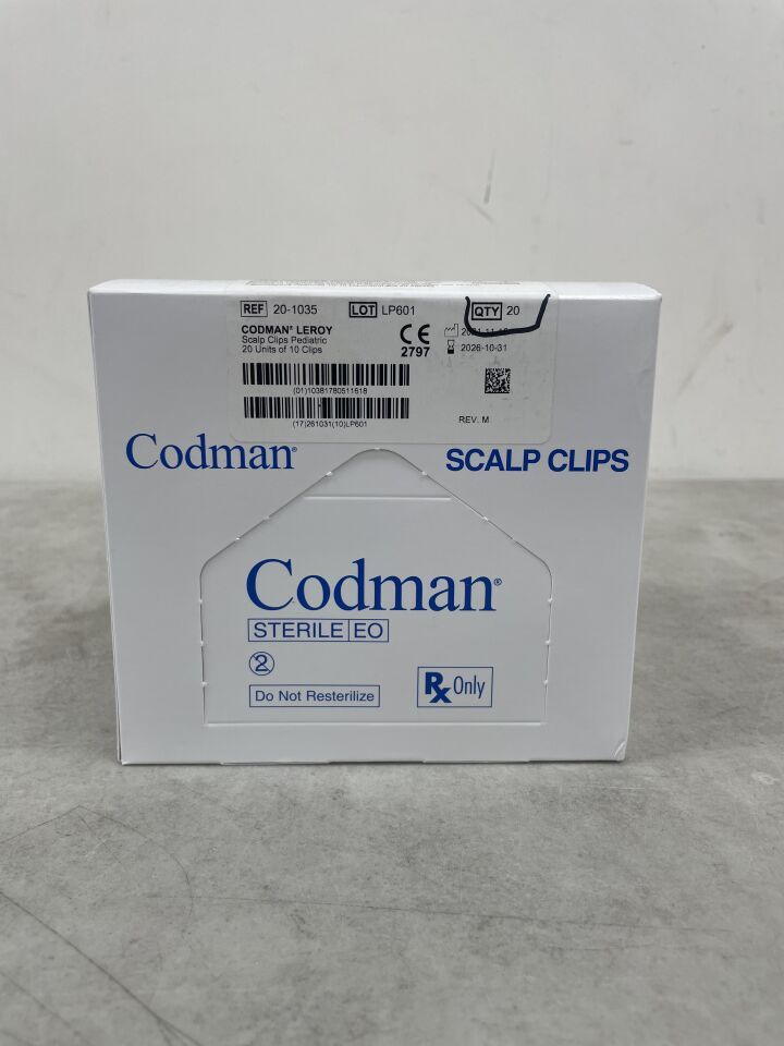20-1035 - CODMAN - Pinzas de plástico para el cuero cabelludo Leroy para bebés (paquete de 10), (caja de 20) - (Fecha de caducidad: 31/10/2026)