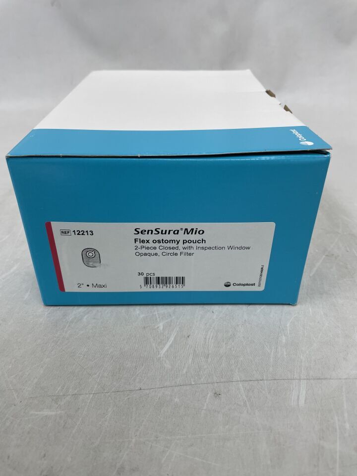 12213 - COLOPLAST - Bolsa de ostomía con filtro SenSura Mio Flex, sistema de dos piezas Maxi, extremo cerrado, (Caja/30) - (Fecha de caducidad: 31/01/2026)