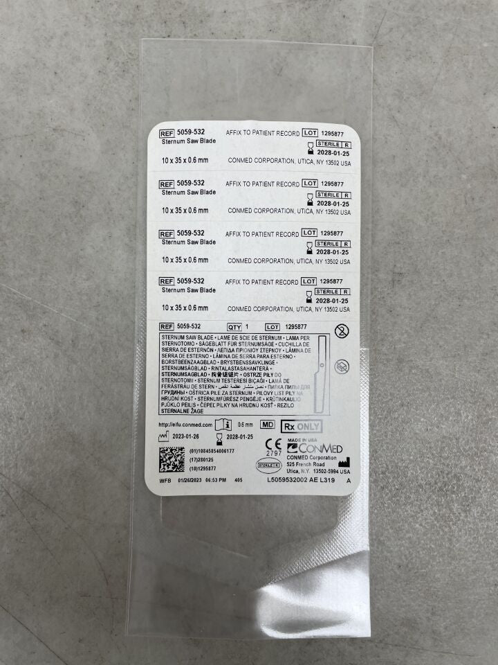 5059-532 - CONMED - Sternum Saw Sternotomy Blade, 35 L x 10 mm W, (EA) - ( Expiry Date: 2028-01-25 )