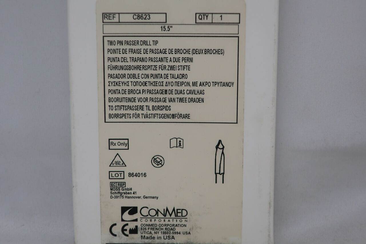 C8623 - CONMED - two pin passer drill tip, 15.5", (BX/1) - ( Expiry Date: N/A )