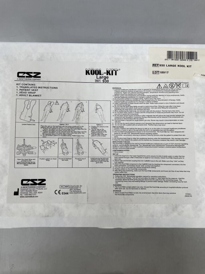 930 - CSZ - KOOL KIT, Large; 1 Patient Vest, 1Head wrap, 1 Adult Blanket, (EA) - ( Expiry Date: 2099-12-31 )