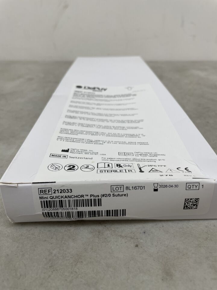 212033 - DEPUY - Mini Quick Anchor Plus, Size 2-0, Green Ethibond Braided Polyester Suture, 18in length, V-5 needle, (BX/1) - ( Expiry Date: 2026-04-30 )