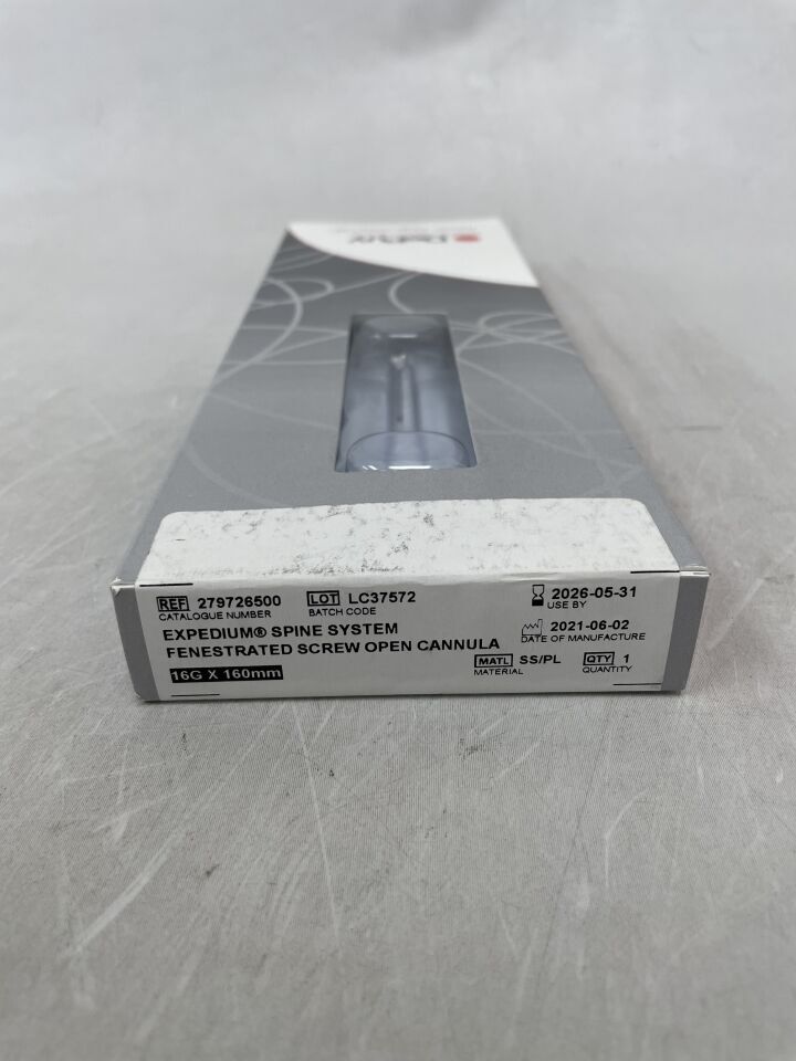 279726500 - DEPUY - Expedium Spine System Fenestrated Screw Open Cannula, 16G x 160mm, (BX/1) - ( Expiry Date: 2026-05-31 )