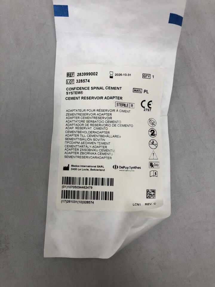 283999002 - DEPUY - Confidence Spinal Cement System, Cement Reservoir Adapter, (EA) - ( Expiry Date: 2026-10-31 )