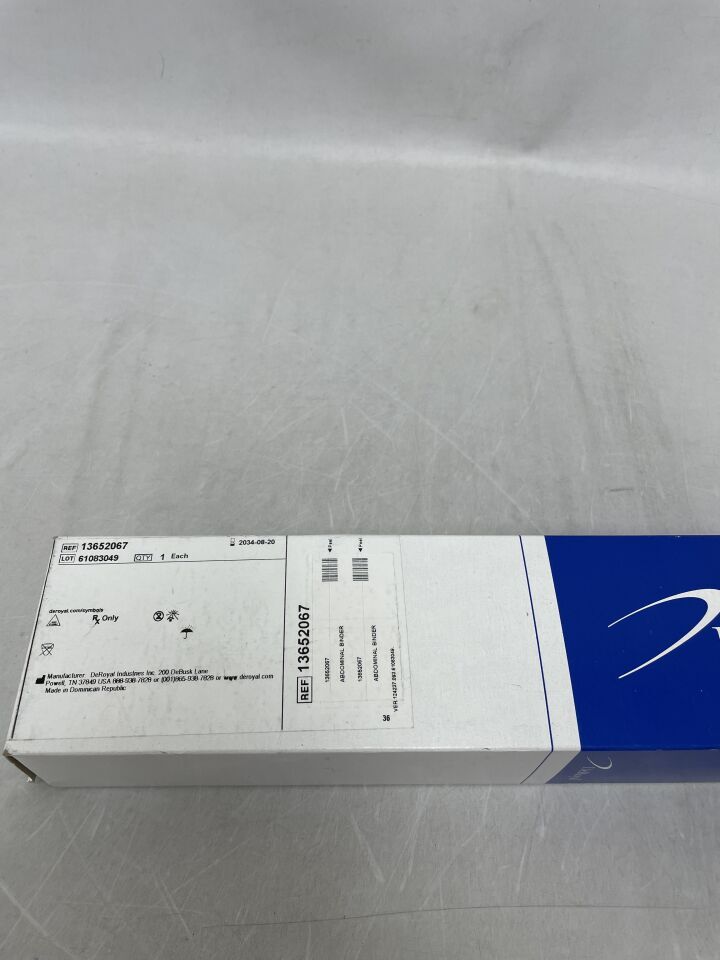 13652067 - DEROYAL - Abdominal Binder Medium / Large Hook and Loop Closure 46 to 62 Inch Waist , (BX/1) - ( Expiry Date: 2034-08-20 )