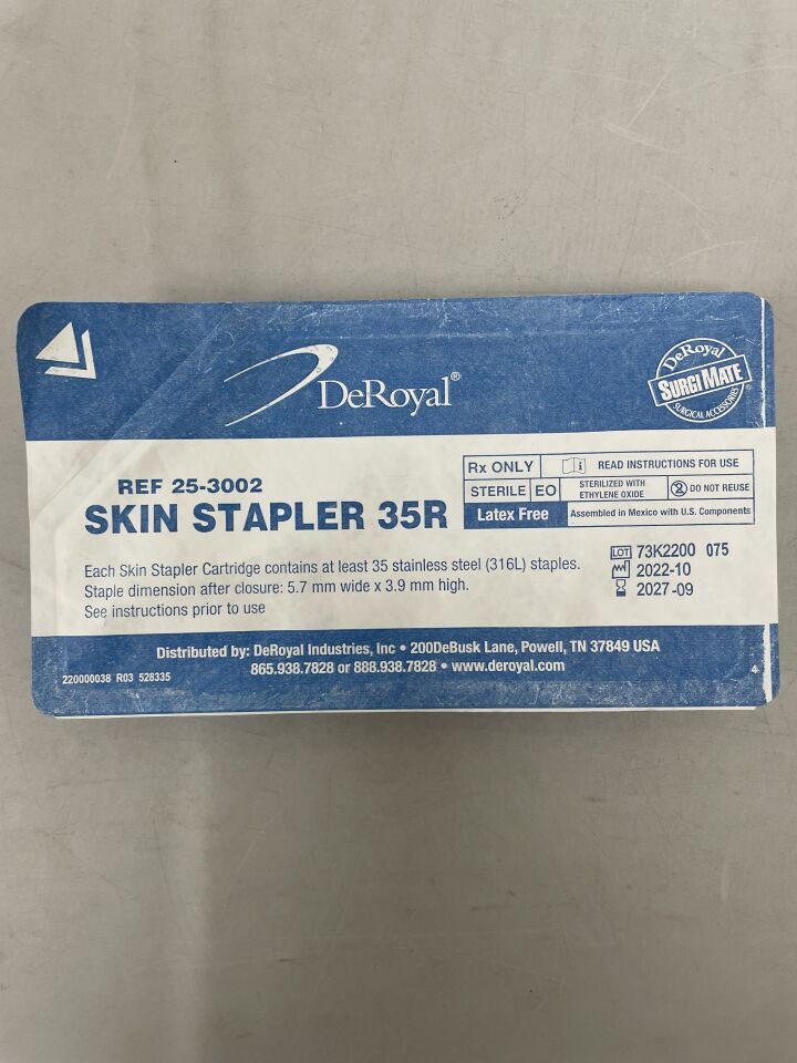 25-3002 - DEROYAL - premium 35r fixed head skin stapler, (EA) - ( Expiry Date: 2027-09-09 )
