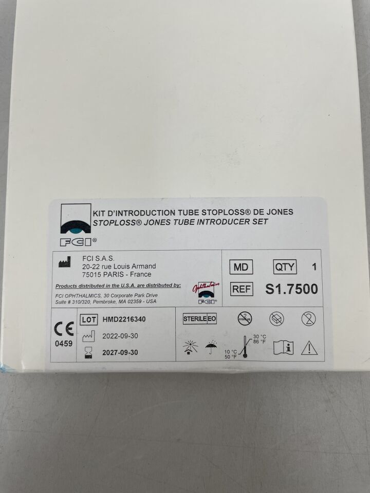 S1.7500 - FCI - STOPLOSS Jones管導入器套裝,包含:1個擴張器、4個尺寸測量器、1根導絲、1個可拆卸端蓋,(盒/1)-(有效期至:2027-09-30)