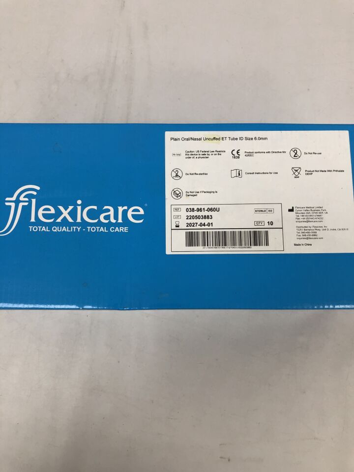 038-961-060U - FLEXICARE - Plain Oral Uncuffed ET Tube, 6mm, (BX/1) - ( Expiry Date: 2027-04-01 )