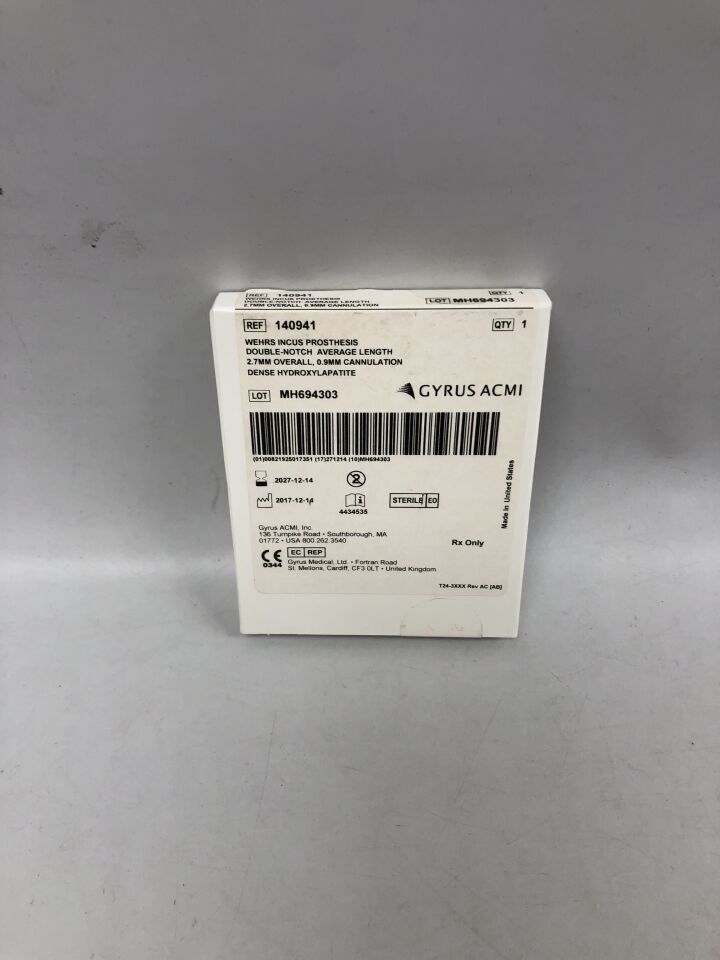 140941 - GYRUS - Wehrs 砧骨假體雙切口平均長度,2.7mmx0.9mm,(BX/1)-(有效期限:2027-12-14)