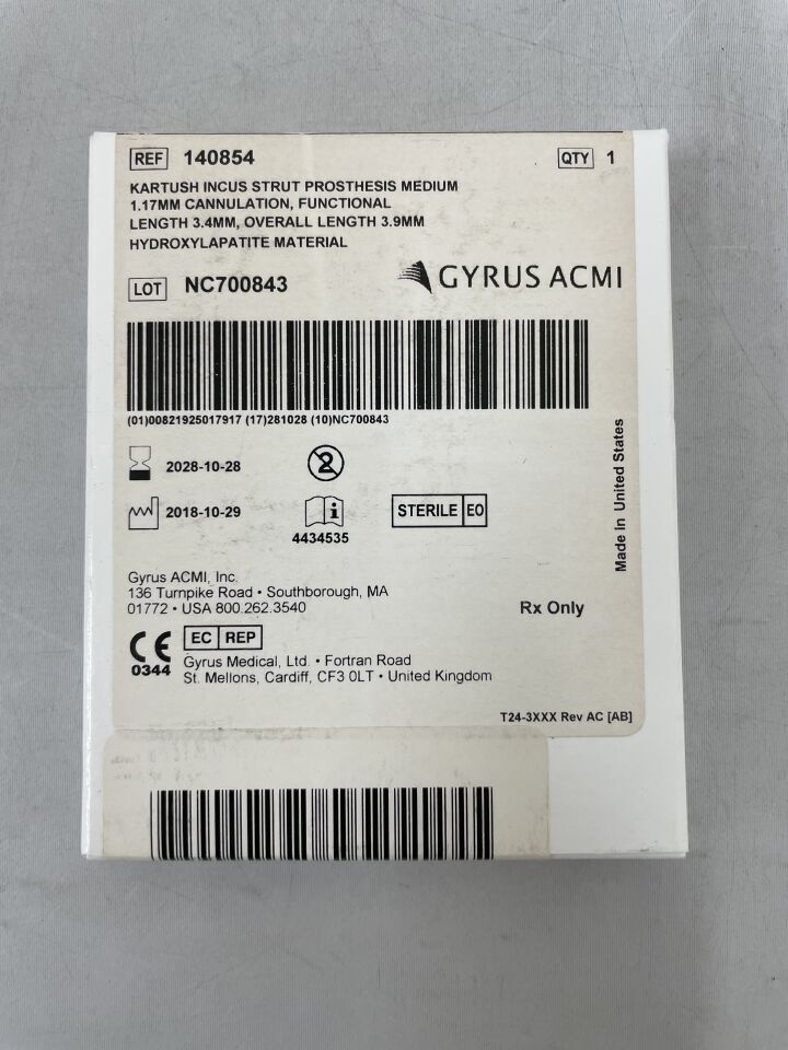 140854 - GYRUS ACMI - Kartush Incus Strut Prothesis Medium 1.17mm, (BX/1) - ( Expiry Date: 2028-10-28 )