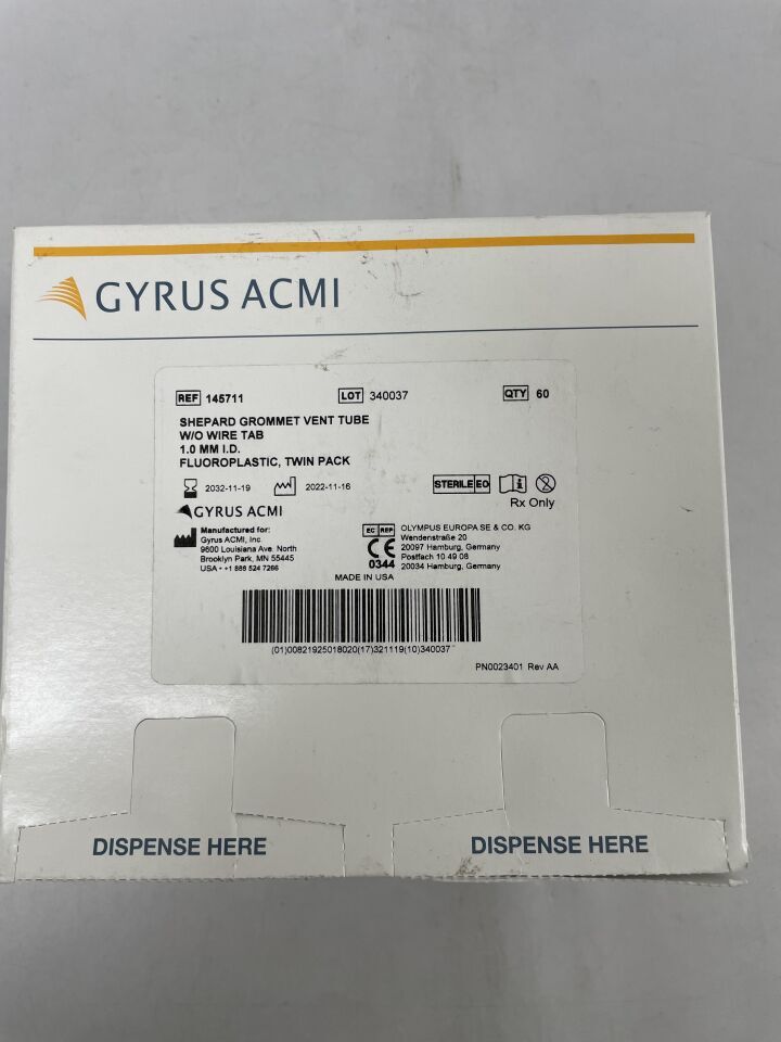 145711 - GYRUS ACMI - Shepard Grommet Vent Tube W/O Wire Tab, 1mm, (BX/60) - ( Expiry Date: 2032-11-19 )