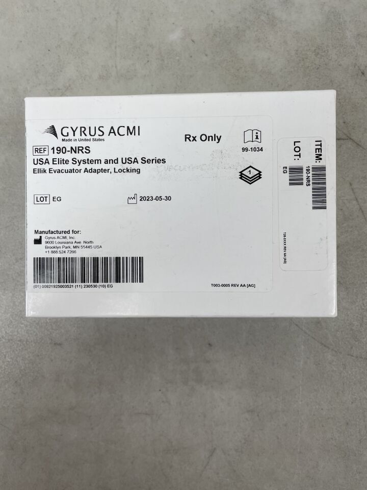 190-NRS - GYRUS ACMI - USA Elite 系統和 USA 系列 Ellik 抽吸器適配器,帶鎖,(BX/1)-(有效期至:2099-12-31)