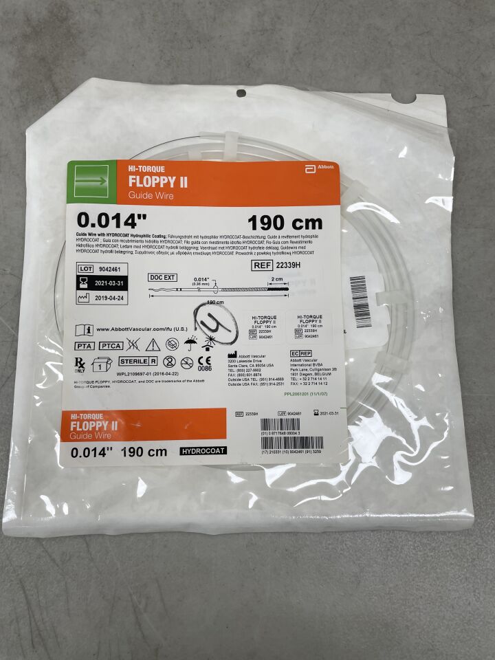 22339H - ABBOTT - HI-TORQUE FLOPPY II Guide Wire - .014" x 190cm, (EA) - ( Expiry Date: 2021-03-31 )