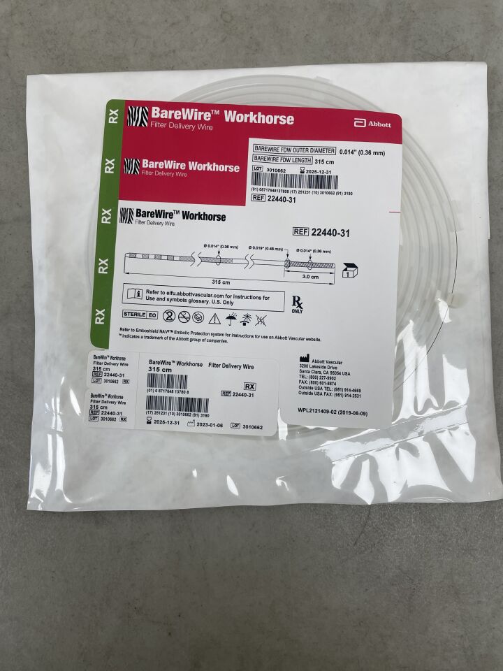 22440-31 - ABBOTT - BareWire Workhorse Filter Delivery Wire 315 cm, (EA) - ( Expiry Date: 2025-12-31 )
