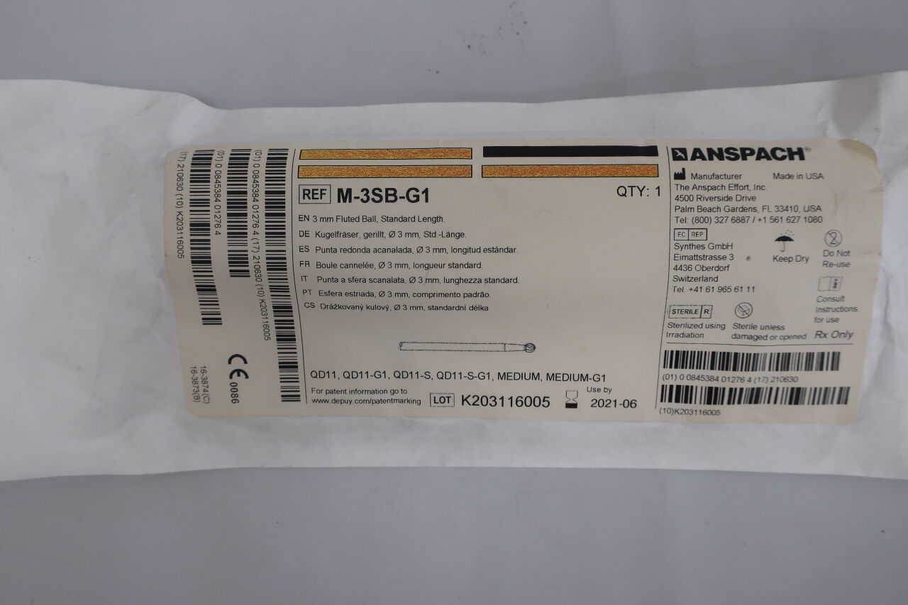 M-3SB-G1 - ANSPACH - Fluted Ball Cutting Burr, 3 mm dia., (EA) - ( Expiry Date: 2026-01-12 )