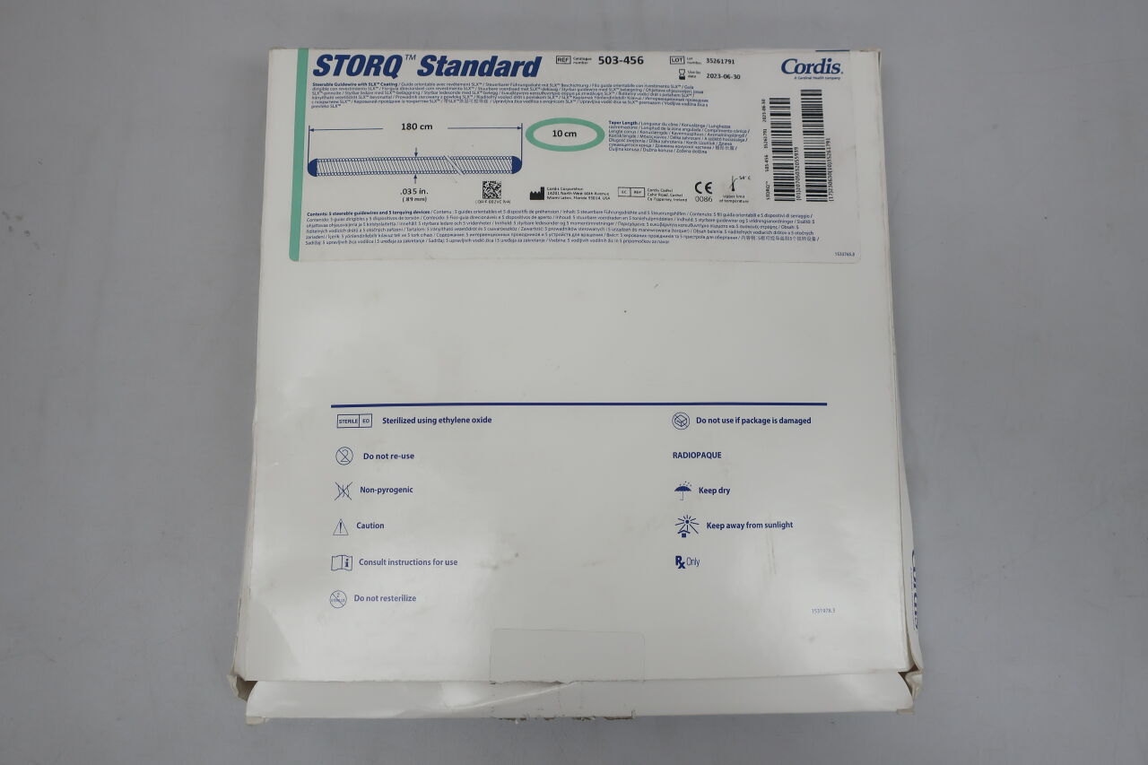503-456 - CORDIS - Storq Standard Steerable Guidewire, Straight 0.035" x 180cm, (EA) - ( Expiry Date: 2025-07-31 )