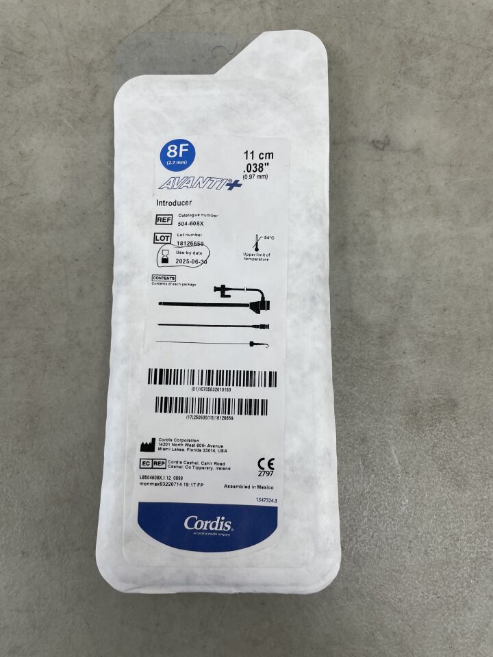 504-608X - CORDIS - Avanti+ Introducer, 8F X 11cm , (EA) - ( Expiry Date: 2025-06-30 )