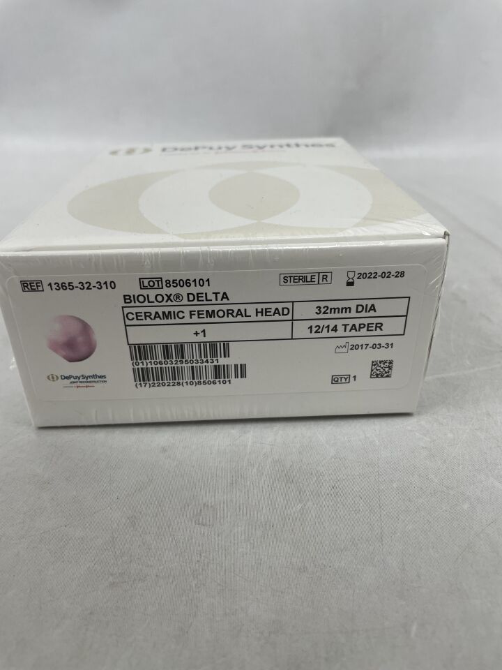 1365-32-310 - DEPUY - BIOLOX DELTA Cermaic Femoral Head, 32mm, +1, (BX/1) - ( Expiry Date: 2022-05-31 )