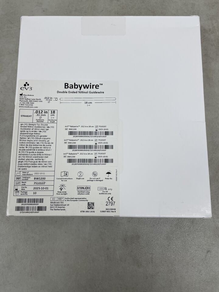 BW1200 - EV3 - Babywire Guidewire: 0.012" x 18cm, (BX/10) - ( Expiry Date: 2025-10-01 )