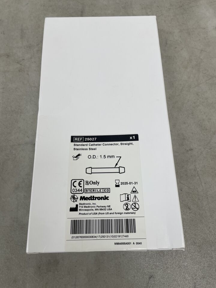 25027 - MEDTRONIC - Standard Stainless Steel Cath. Connector, Straight, OD 1.5mm, (BX/1) - ( Expiry Date: 2025-01-31 )