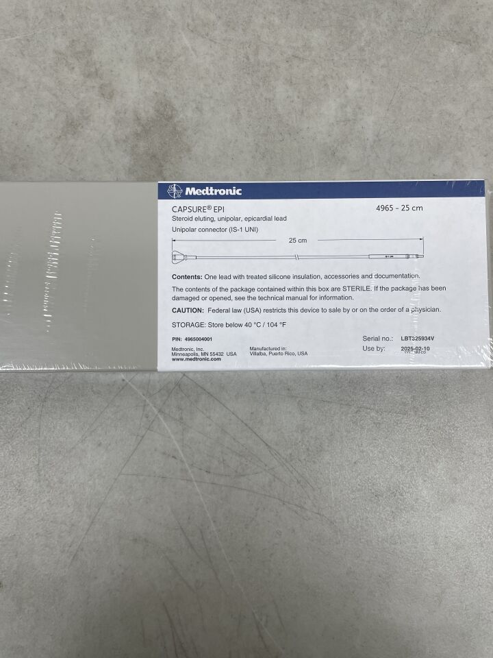 4965-25 - MEDTRONIC - CapSure EPI: Steroid Eluting Unipolar Epicardial Lead, 25cm, (BX/1) - ( Expiry Date: 2025-02-10 )