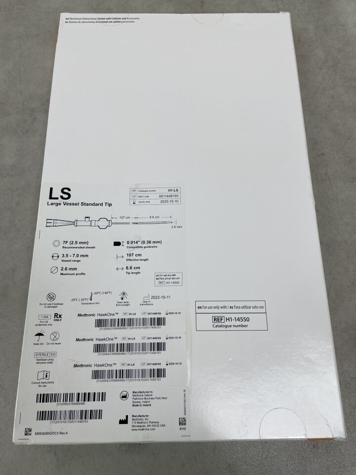 H1-LS - MEDTRONIC - ev3 HawkOne LS Standard Tip Directional Atherectomy System, (BX/1) - ( Expiry Date: 2025-10-10 )