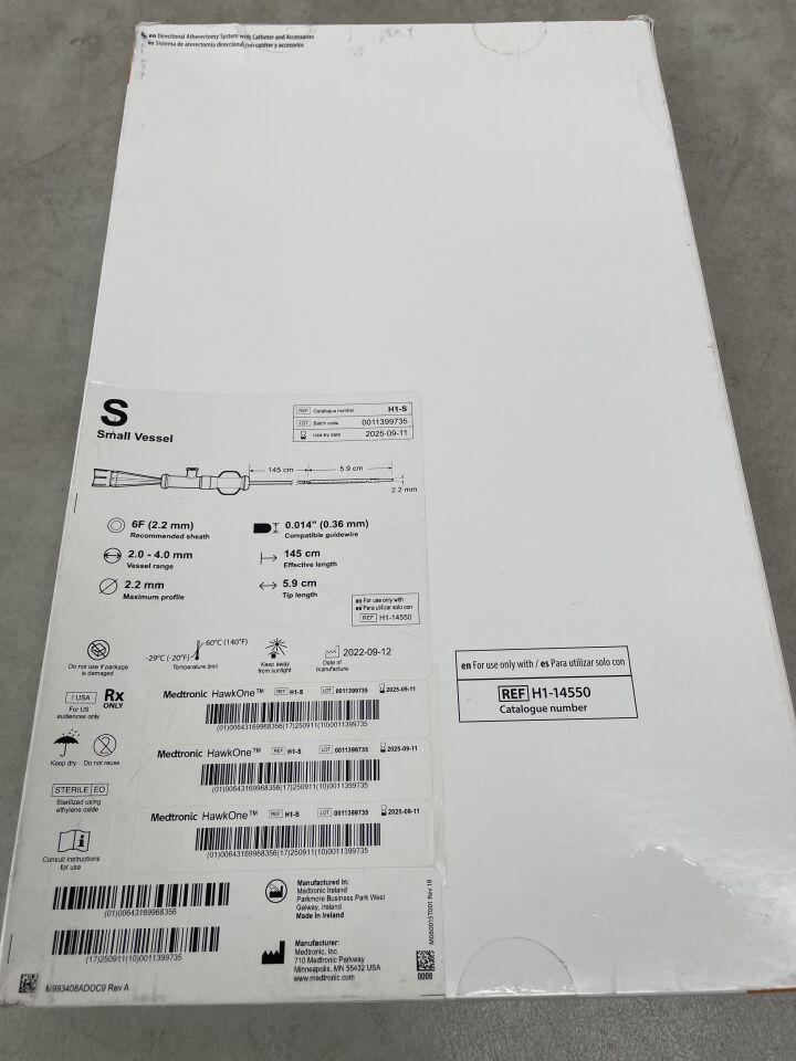 H1-S - MEDTRONIC - ev3 HawkOne S 6F Directional Atherectomy System, (BX/1) - ( Expiry Date: 2025-09-11 )