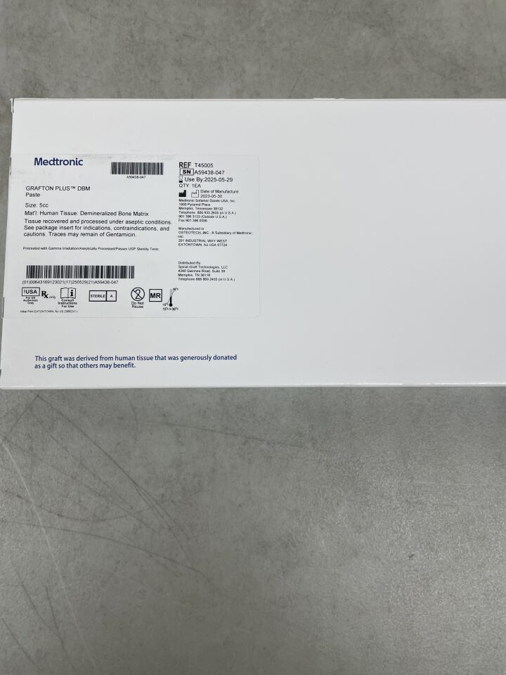 T45005 - MEDTRONIC - Grafton Plus Demineralized Bone Matrix Paste 10cc, (BX/1) - ( Expiry Date: 2025-05-29 )