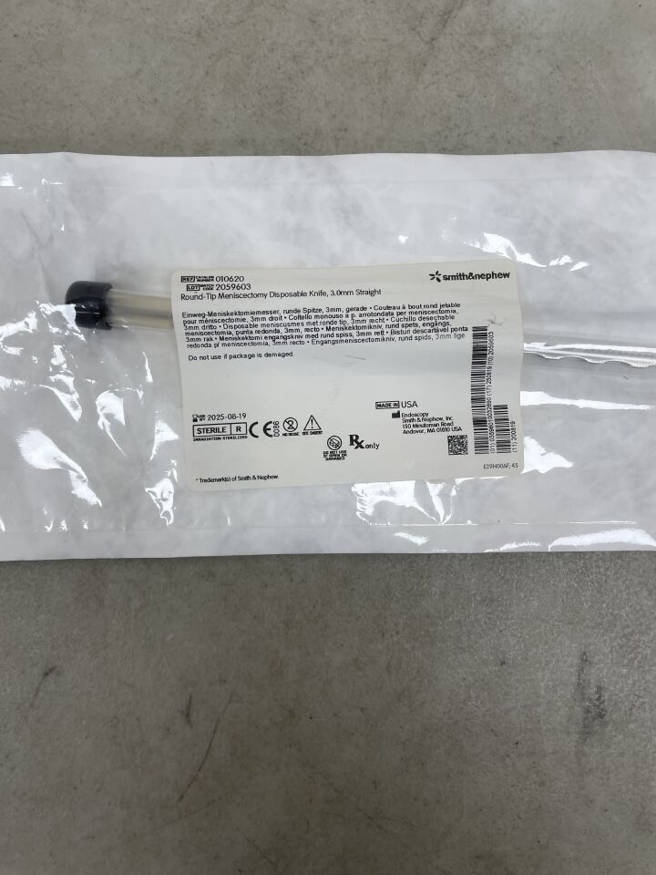 10620 - SMITH & NEPHEW - Disposable Knife: 3.0mm Straight, Round Tip Menisectomy, (EA) - ( Expiry Date: 2025-08-19 )