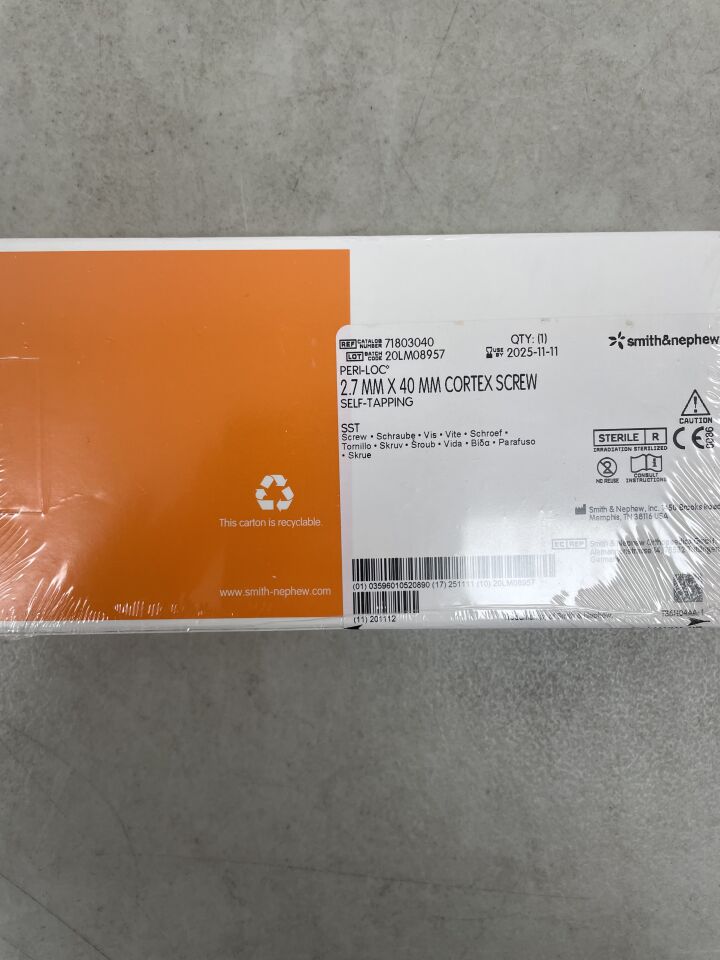 71803040 - SMITH & NEPHEW - Peri-Loc VLP Self-Tapping Cortex Screw, 2.7 dia. x 40 mm Length, (BX/1)