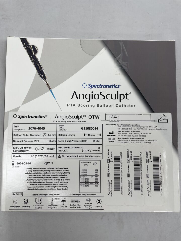 2076-4040 - SPECTRANETICS - AngioSculpt® PTA Scoring Balloon Catheter, (BX/1) - ( Expiry Date: 2019-07-08 )