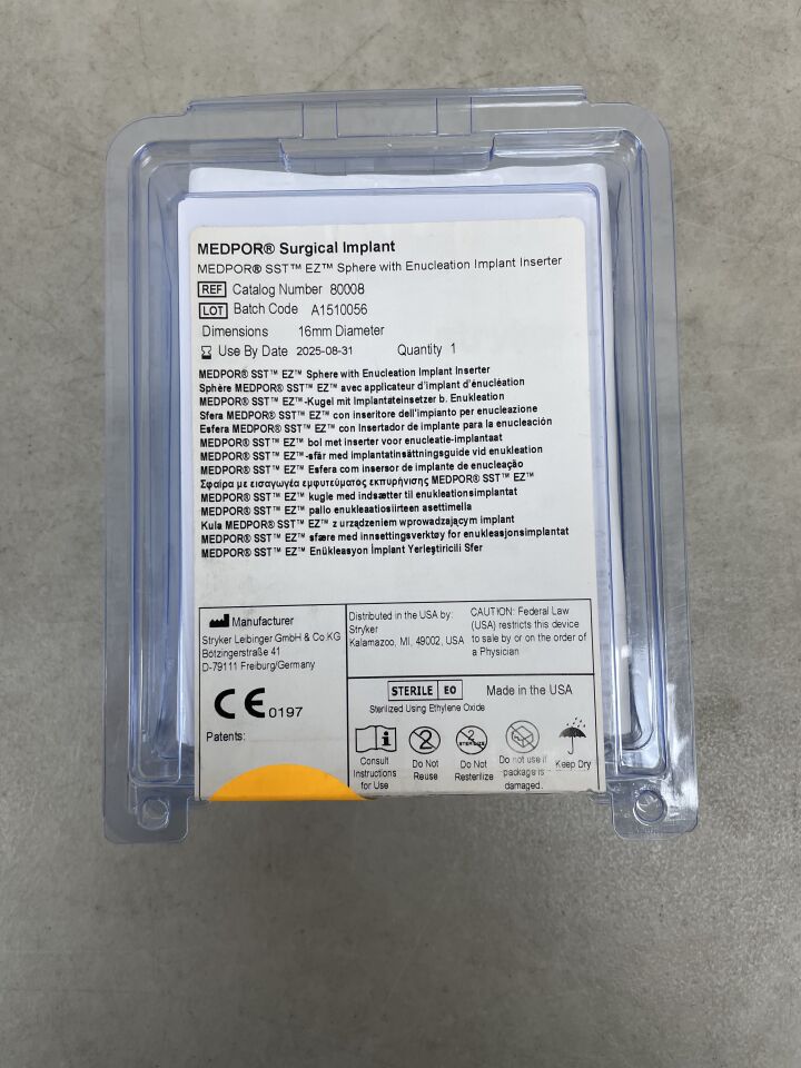 80008 - STRYKER - Medpor Smooth Surface Tunnel (SST-EZ) Sphere 16mm, (EA) - ( Expiry Date: 2025-08-31 )