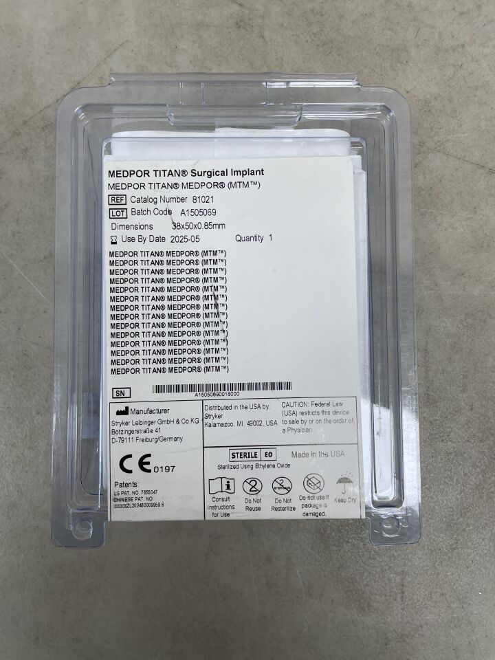 81021 - STRYKER - Medpor Titan Surgical Implant , 38 x 50 x .085mm, (EA) - ( Expiry Date: 2025-05-31 )