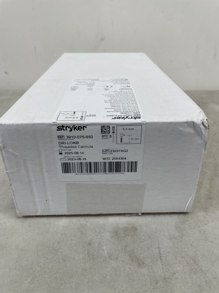 3910-075-650 - STRYKER - Dri-Lok Cannula, 6.5mm x 75mm Threaded, (BX/5) - ( Expiry Date: 2025-08-14 )