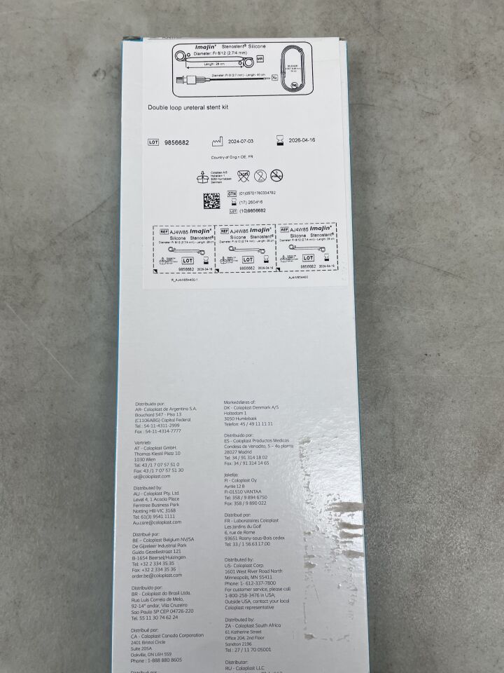 AJ4W85 - COLOPLAST - KIT DE STENT URETIAL DE SILICONA IMAJIN STENOSTENT CON GUÍA, 12 F X 28 CM, (Caja/1) - (Fecha de caducidad: 16/04/2026)