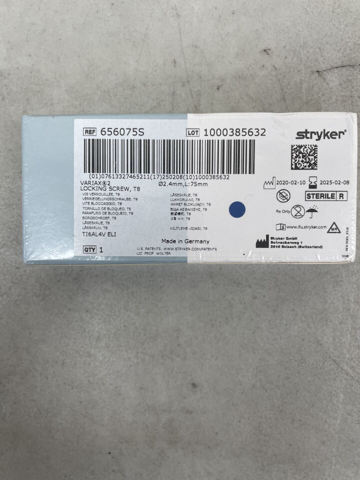 656075S - STRYKER - VariAx 2 T8 Mini-Frag Locking Screw 2.4mm x 75mm, (BX/1) - ( Expiry Date: 2025-02-08 )