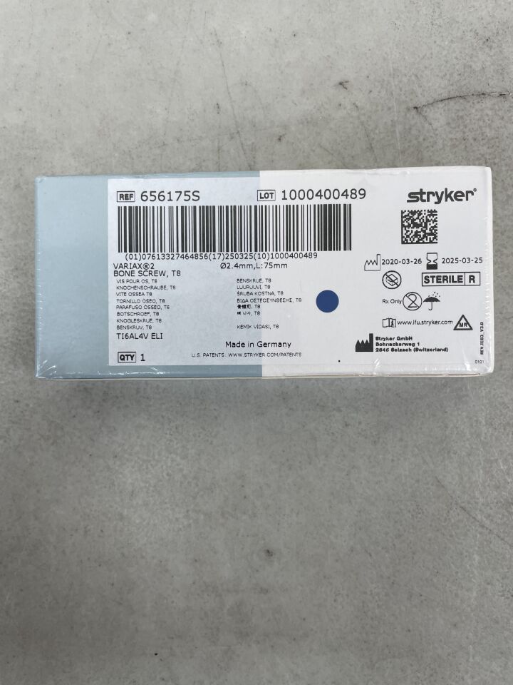 656175S - STRYKER - VariAx 2 T8 Mini-Frag Screw 2.4mm x 75mm, (BX/1) - ( Expiry Date: 2025-03-25 )