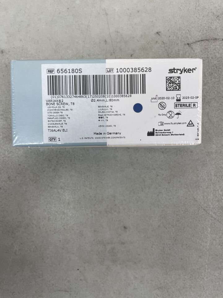 656180S - STRYKER - VariAx 2 T8 Mini-Frag Screw 2.4mm x 80mm, (BX/1) - ( Expiry Date: 2025-02-08 )