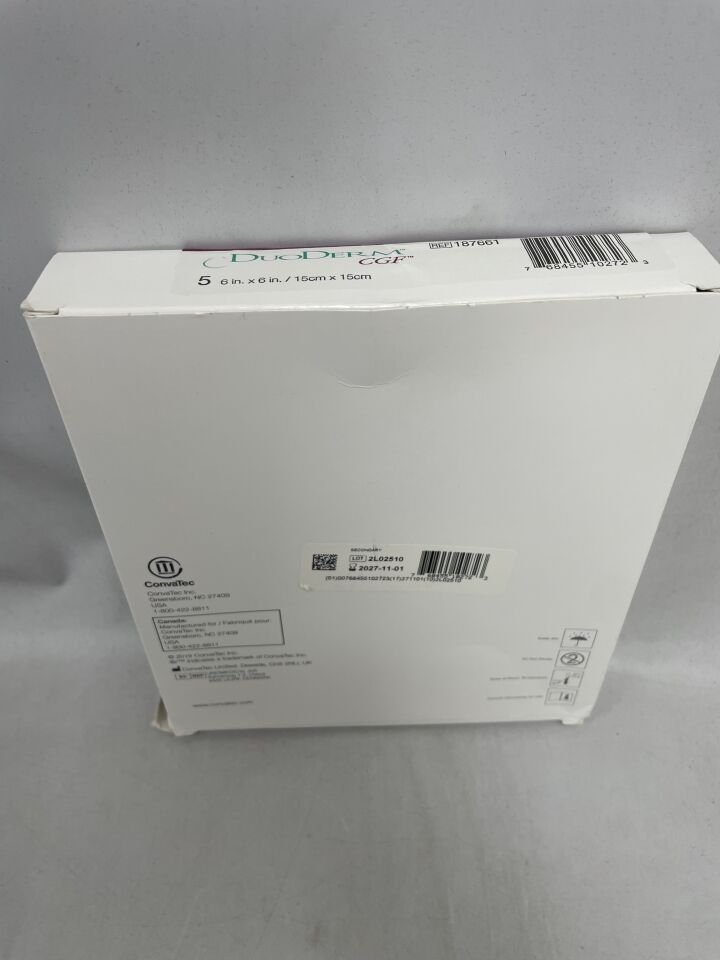 187661 - CONVATEC - DuoDERM 控釋凝膠敷料,6 英寸 x 6 英寸,(5 片/盒)-(有效期至:2027 年 11 月 1 日)