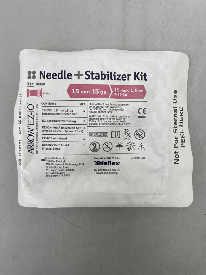 9018P - TELEFLEX - Arrow EZ-IO Needle + Stabilizer Kit 15mm x 15G
, () - ( Expiry Date: 2023-09-30 )