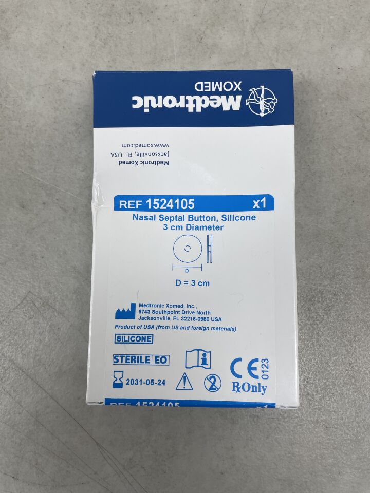 1524105 - MEDTRONIC - Nasal Septal Button, Silicone: 3cm , ( BX/1 ) - ( Expiry Date : 2031-05-24 )
