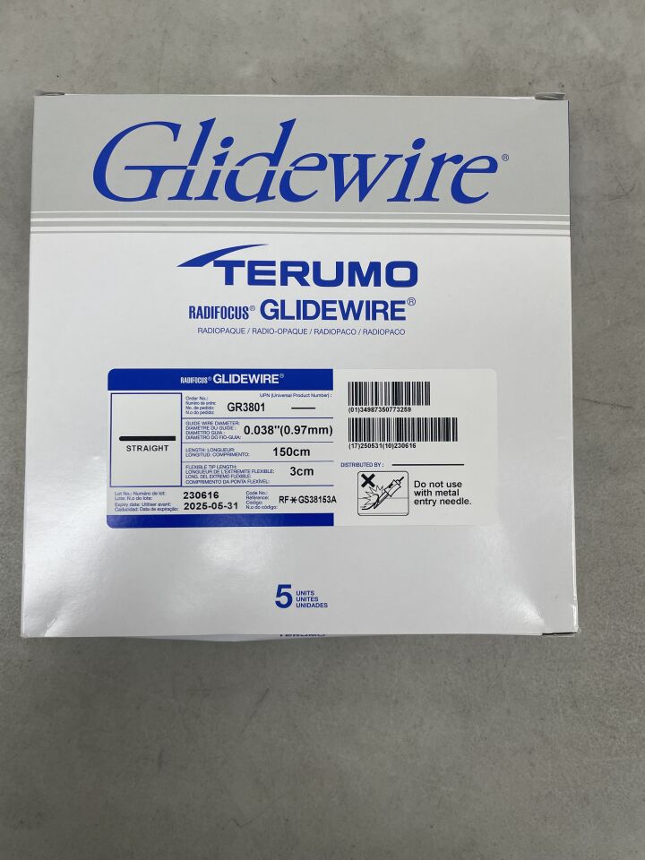GR3801 - TERUMO - Radifocus Glidewire - Straight - .038" x 150cm x 3cm
, () - ( Expiry Date: 2025-05-31 )