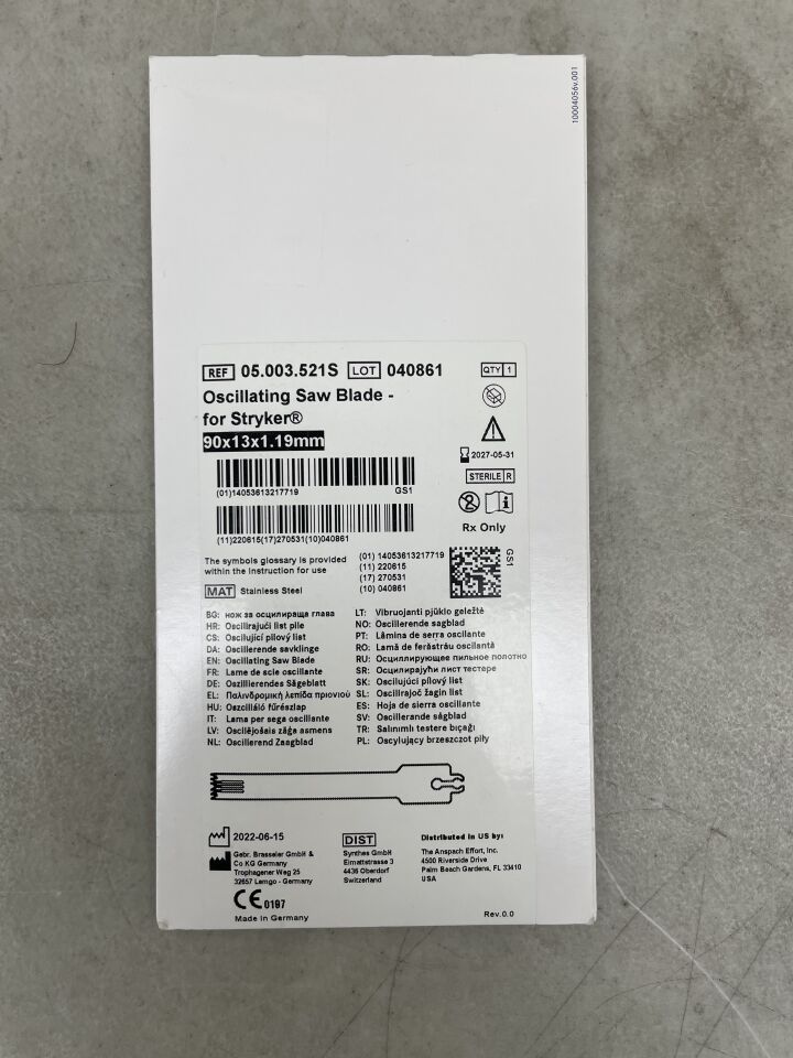 05.003.521S - SYNTHES - Oscillating Saw Blade-for Stryker 90x13x1.19mm, (EA) - ( Expiry Date: 2027-05-31 )