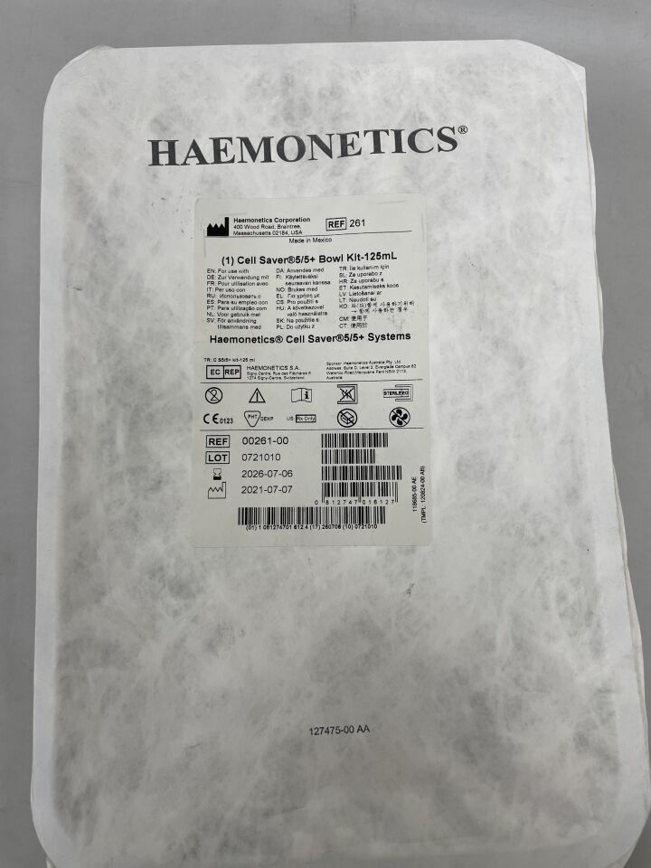 00261-00 - HAEMONETICS - Kit de recipiente Cell Saver 5/5+ de 125 ml, ( ) - ( Fecha de caducidad: 06/07/2026 )