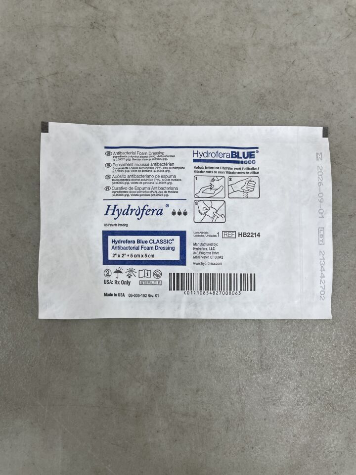 HB2214 - HYDROFERA - Hydrofera Blue Classic Antibacterial Foam Dressing, 2 x 2 Inch, (EA) - ( Expiry Date: 2026-09-01 )
