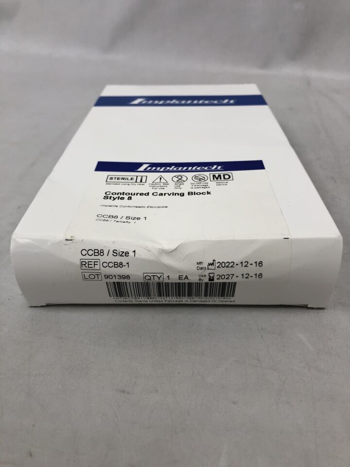 CCB8-1 - IMPLANTECH - Contoured Carving Block Implant, Style 8, (BX/1) - ( Expiry Date: 2027-12-16 )