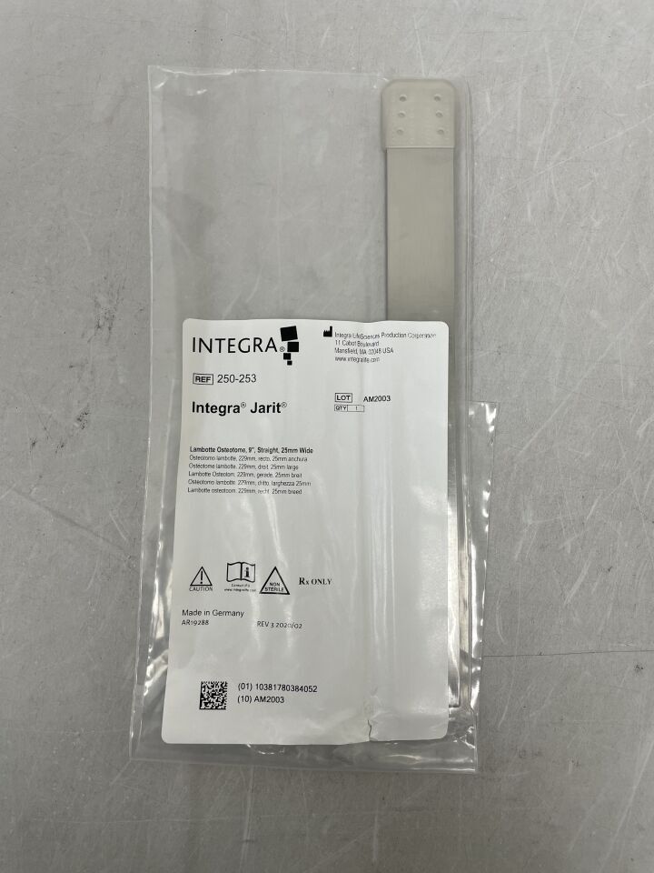 250-253 - INTEGRA - Osteótomo Jarit Lambotte, 9", recto, 25 mm de ancho, (unidad) - (Fecha de caducidad: 31/12/2099)
