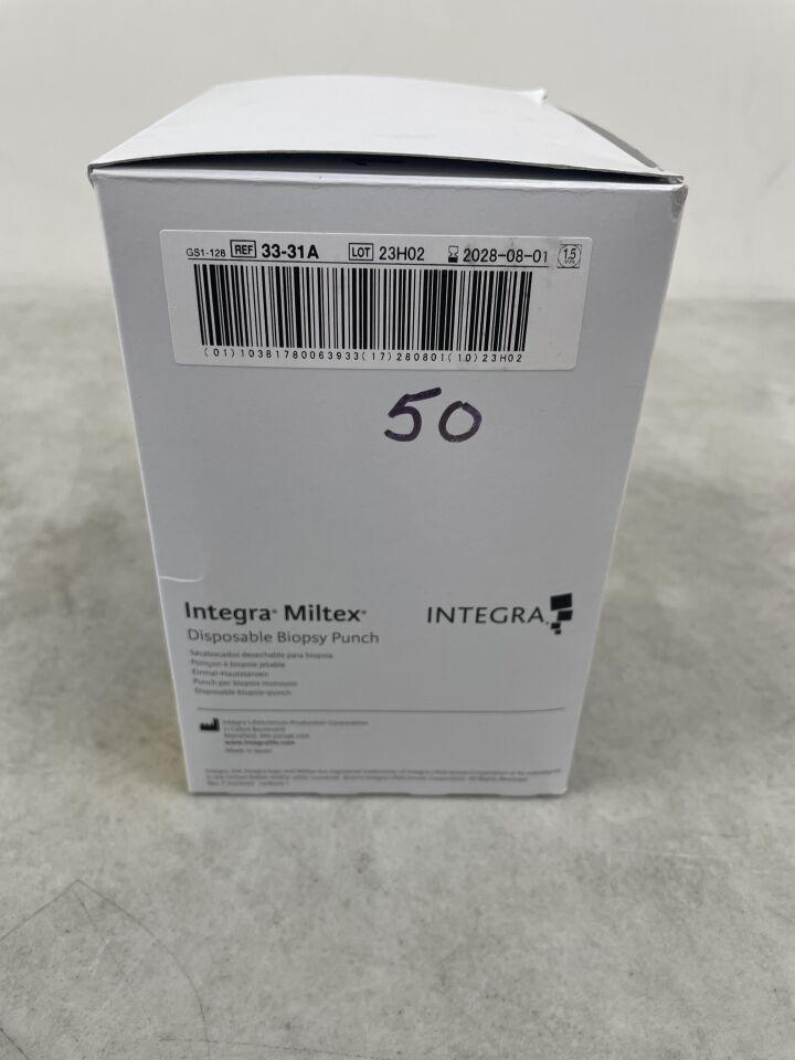 33-31A - INTEGRA - Llaves perforadoras para biopsia Miltex de 1,5 mm (caja de 50) - (Fecha de caducidad: 01/08/2028)