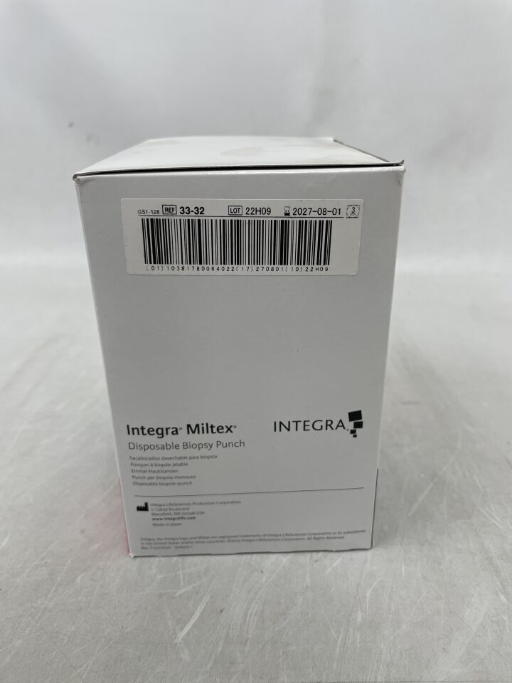 33-32 - INTEGRA - Punzón para biopsia Miltex, 3,0 mm, (caja de 50) - (Fecha de caducidad: 01/08/2027)